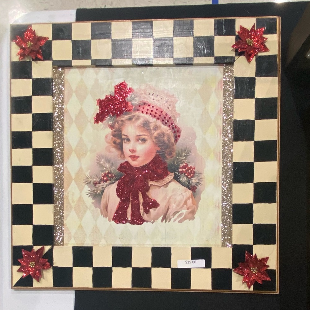 Victorian lady Christmas wall art